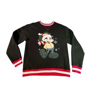 Disney Mickey Mouse Christmas Sweatshirt Women’s S Black Holiday Pullover